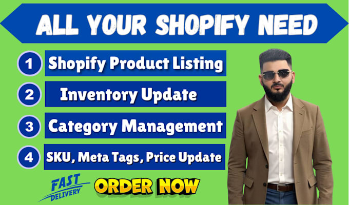 do shopify product listing, product upload and inventory update