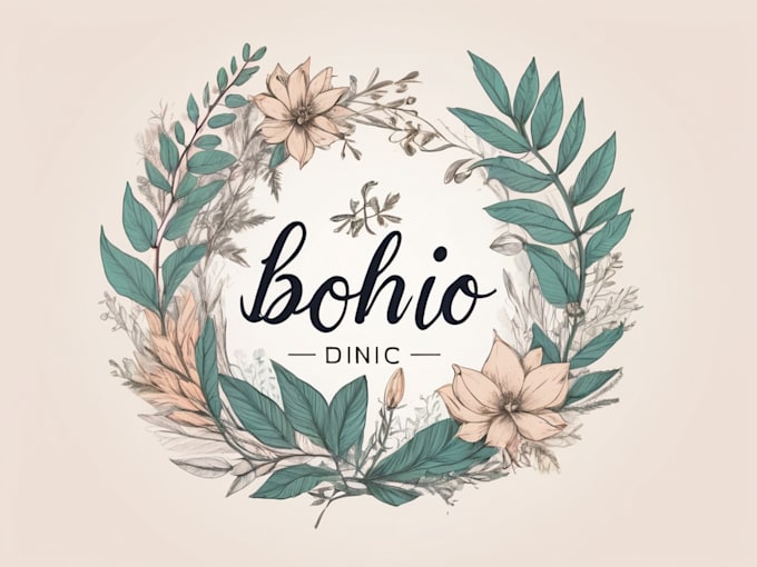 design boho chic hand drawn botanical logo