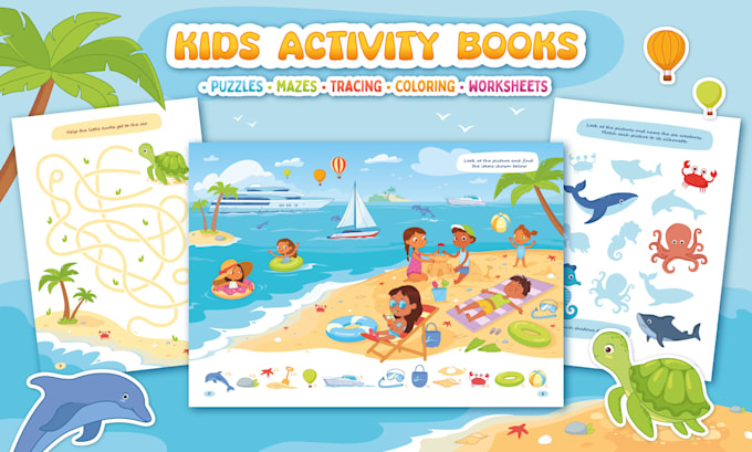 design kids activity books, worksheets, and mazes for KDP