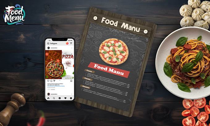 design a professional, modern restaurant food menu, or cafe menu