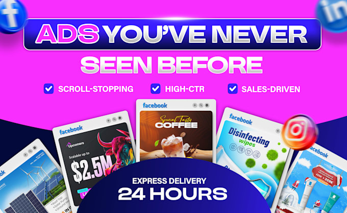 design high converting ad creatives, social media ads, and amazon listing images