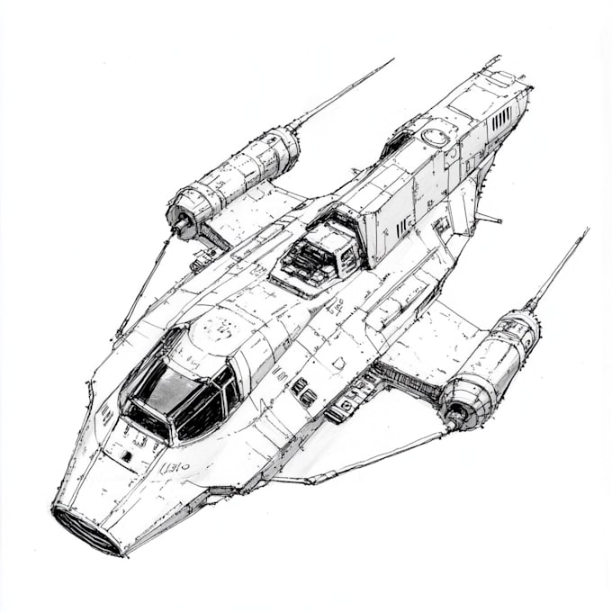 draw high quality spaceship concept