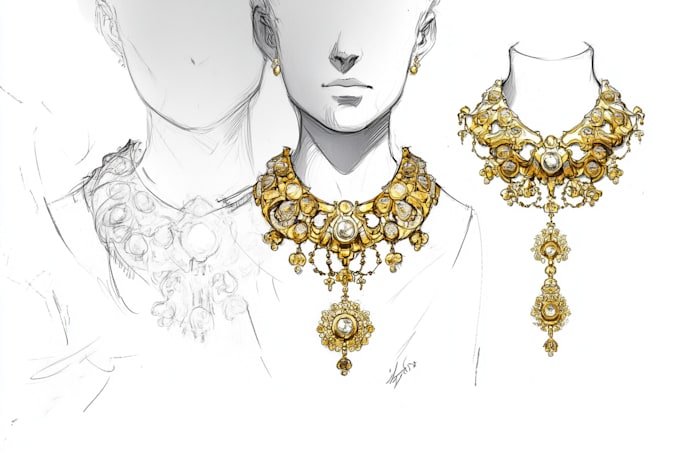 do a quick jewelry sketch design your concept