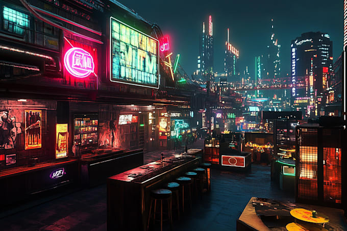 design cyberpunk futuristic city illustration