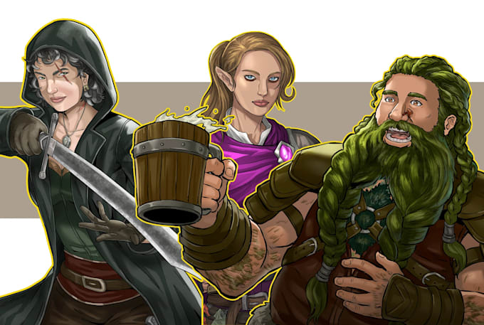 draw dnd character design and illustration