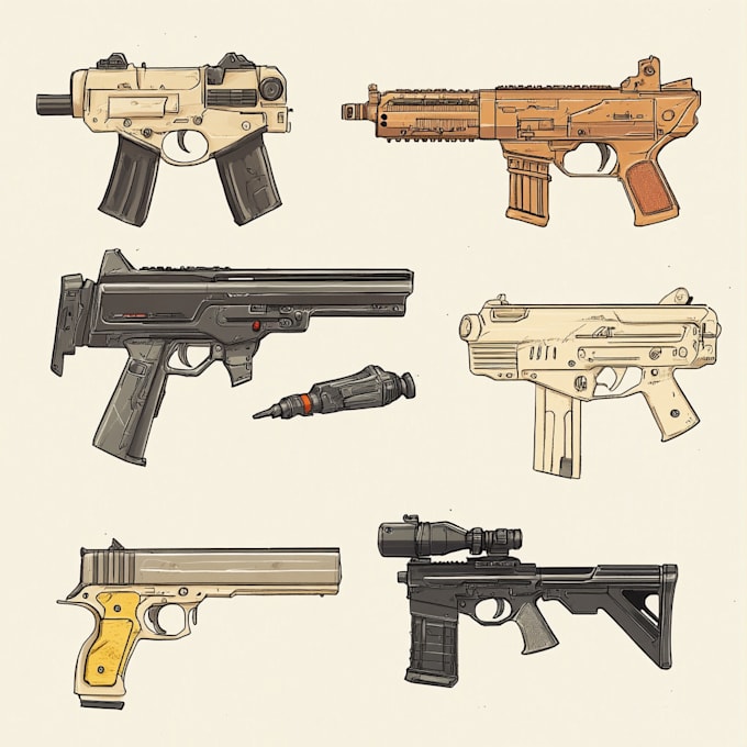 make weapon design for all purposes with my style artwork