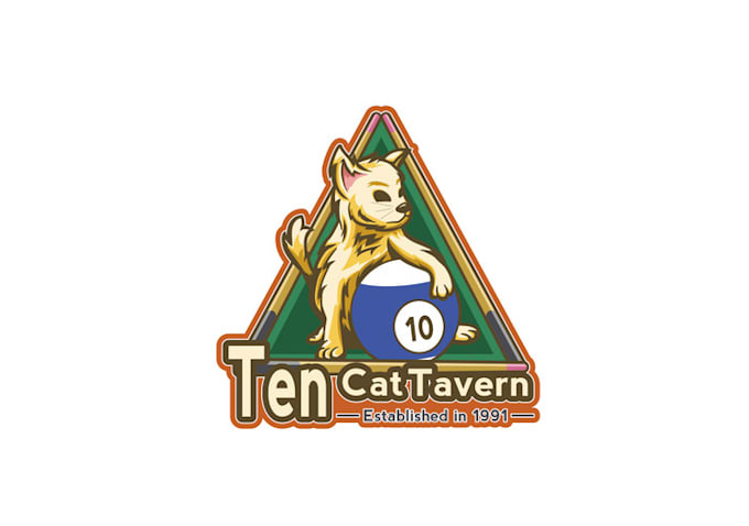 make suitable cat playing billiards bar logo