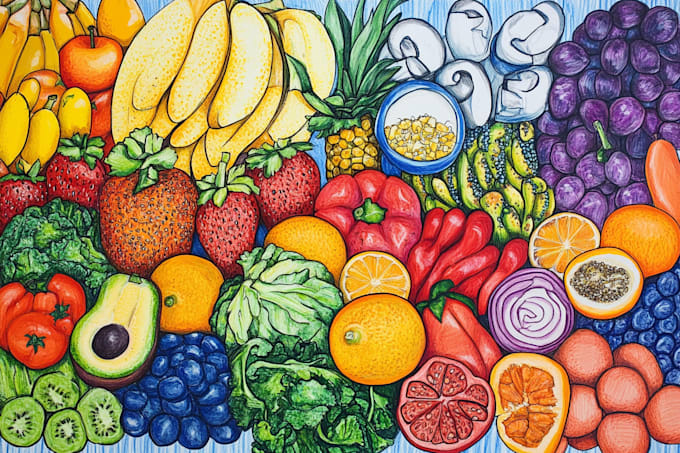 drawing original food pop art for you