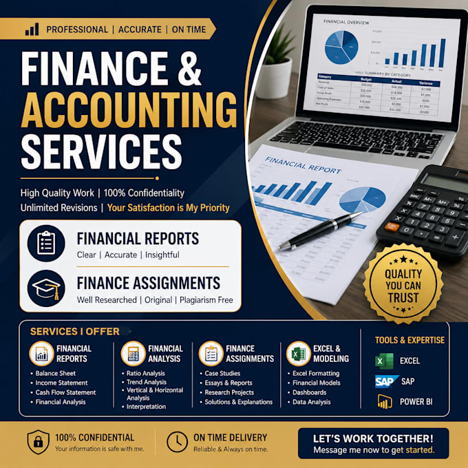 do excel projects, financial reports, and finance assignments