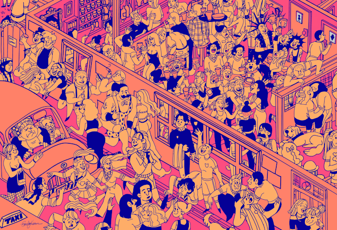 illustrate search and find drawing like where is waldo