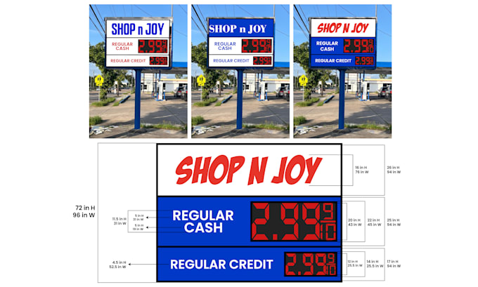design professional pylon sign with mockup and measurements