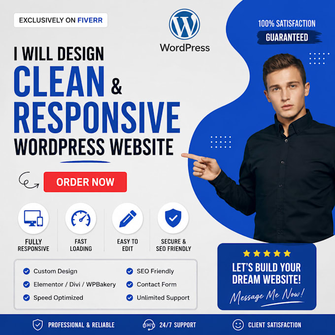 design redesign  develop responsive wordpress website
