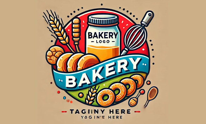 design cake , cupcake baking logo for your bakery business