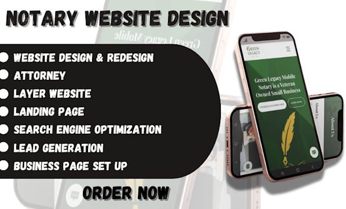 design and redesign notary website, notary landing page using wordpress