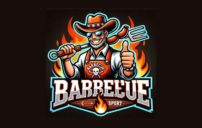 do awesome barbecue esports mascot logo with your creativity