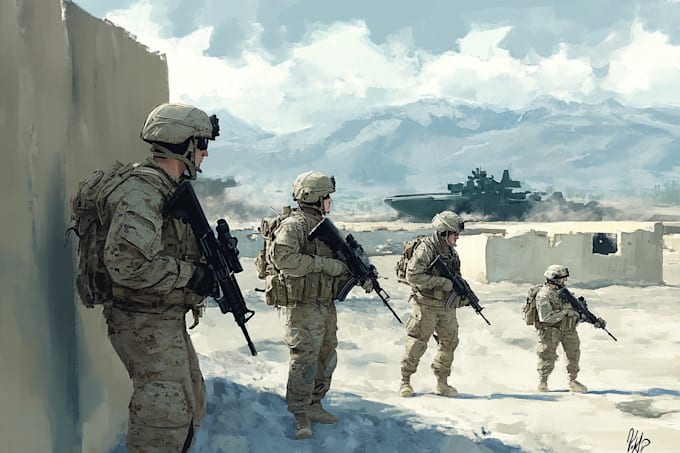 draw military themed illustrations