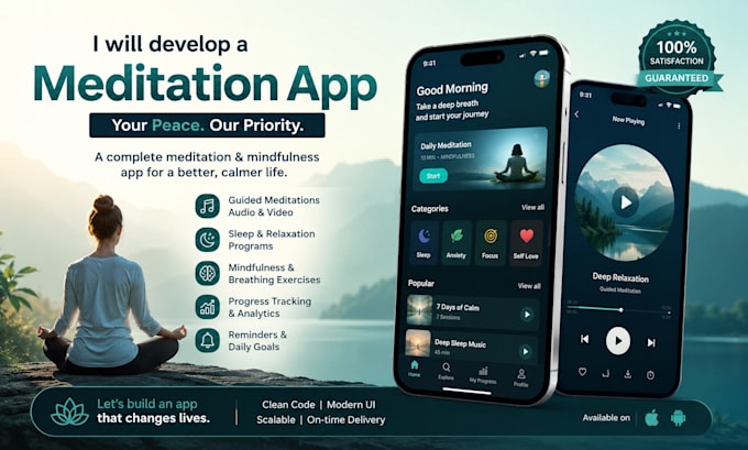 develop telehealth app wellness app fitness app meditation app for android IOS