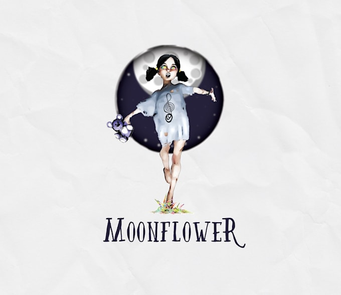 design gothic art moon flower logo