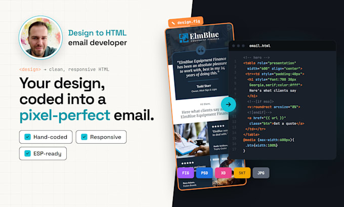 convert your design layout into email template HTML coding