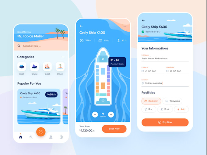 build ship booking app water taxi booking yacht renting app water transportation