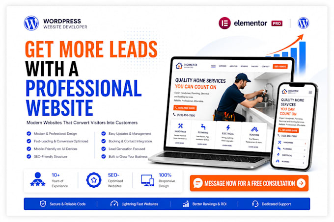create, handyman, plumbing, electrician, roofing website