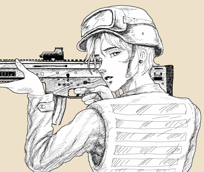 create you pen drawing sketch style illustration