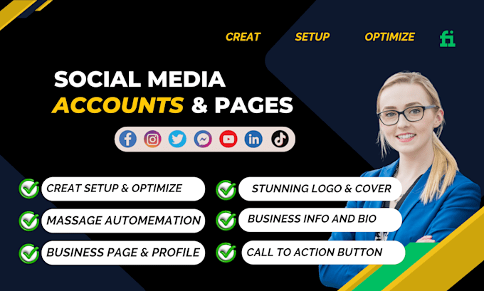 create and set up your social media accounts and setup facebook business page