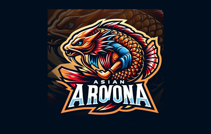 make unique asian arowana mascot logo with creative concepts