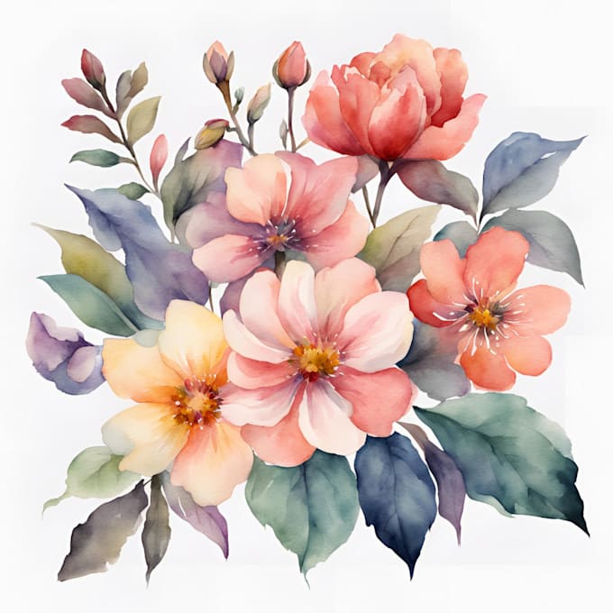 draw watercolor flower illustration