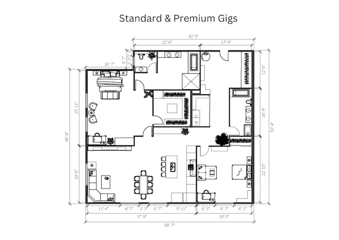 create a professional 2d floor plan and furniture layout