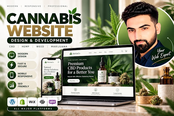 design cannabis website, cbd website, hemp website, weed, and marijuana website