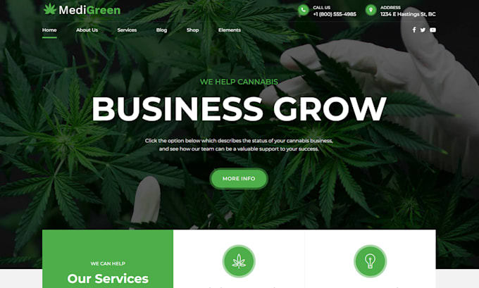 design cannabis website, cbd website, hemp website, weed, and marijuana website