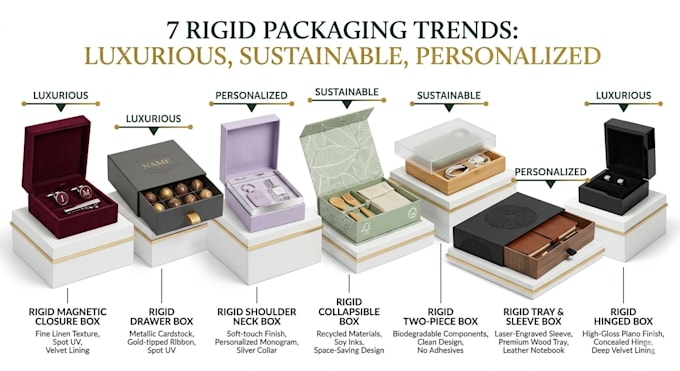 create premium rigid box packaging design with accurate die line