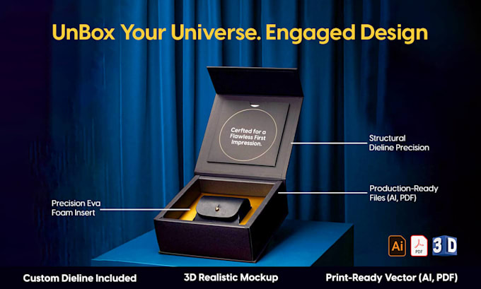 design luxury rigid drawer box with custom insert
