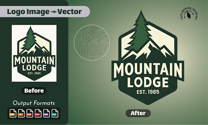 manually vector trace and redraw your logo to ai, eps or svg