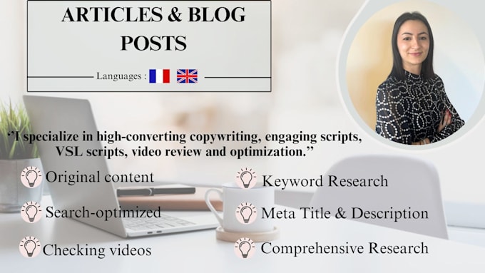 copywriting, articles and blogs, translation, checking videos