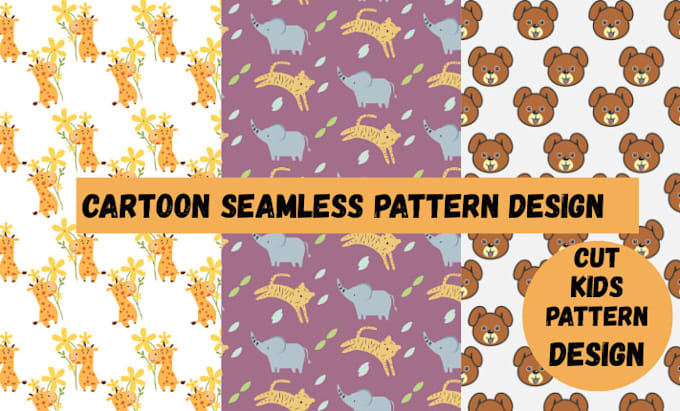 create cute cartoon seamless patterns for kids and babies