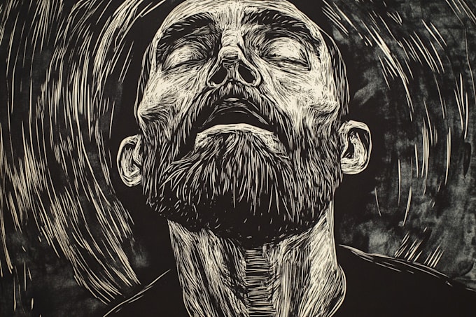 create a portrait print linocut