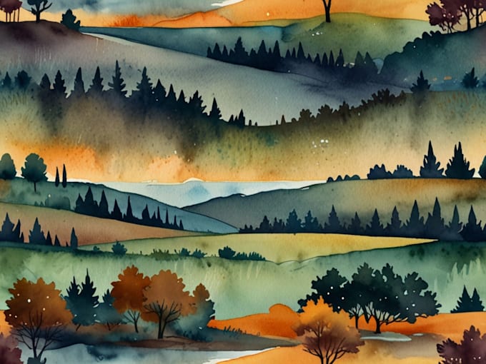 draw a watercolor landscape illustration