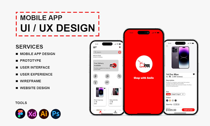 Design a custom and user friendly mobile app ui ux for ios and android ...