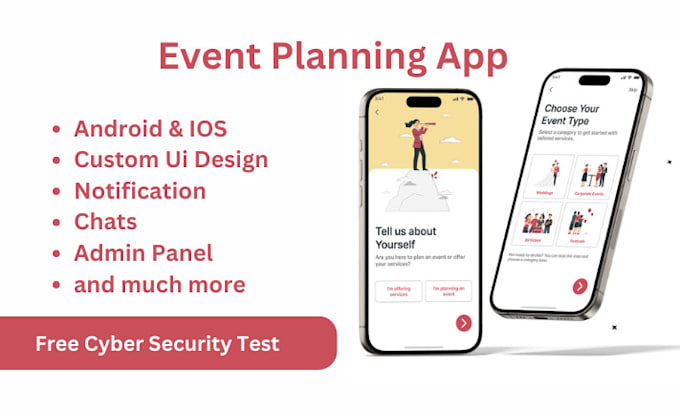 develop event app, event booking app, event planning app, event management app