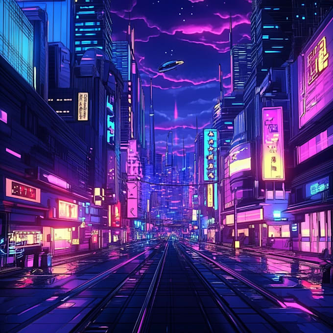 do cyberpunk futuristic city art