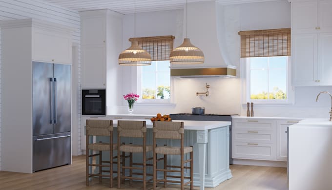 do HD kitchen living bedroom rendering, interior design, 3d floor plan kids room