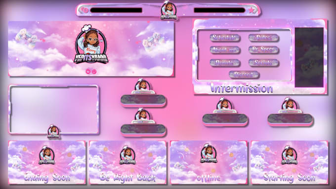 design twitch stream overlay, logo, animated graphic package