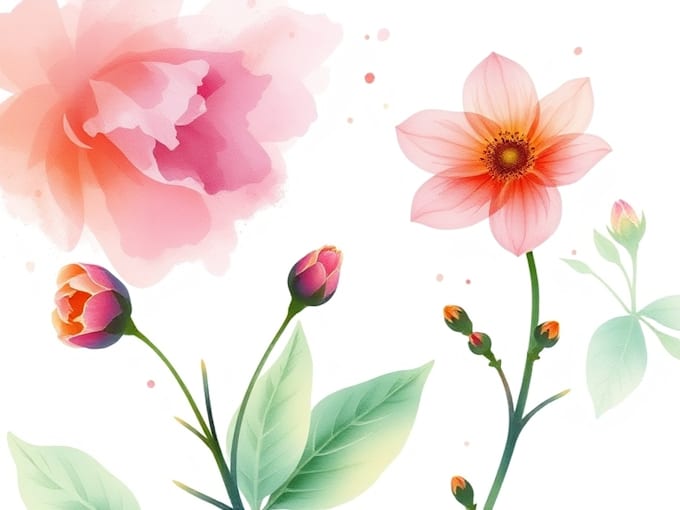 create a digital watercolor botanical illustration