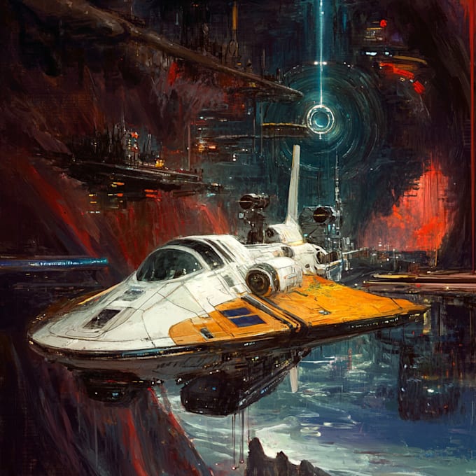 Create a spaceship illustration and sci fi art by Ciaantoh | Fiverr