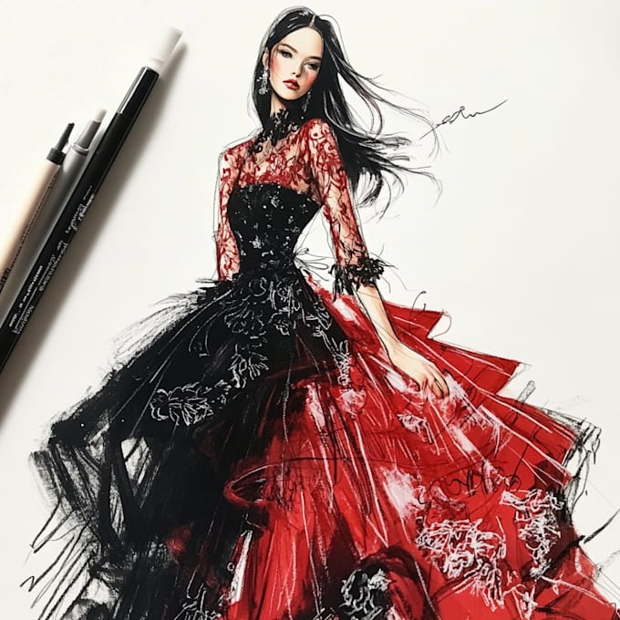 Create custom fashion illustrations and croquis for you by Busthix | Fiverr