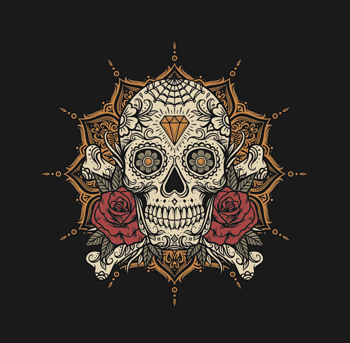 design sugar skull mandala jacket logo