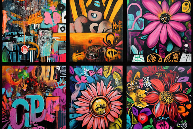create graffiti pop art canvas designs and murals