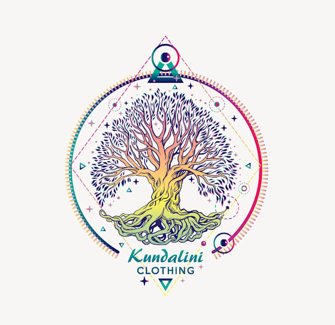 design ancient mystic colorful tree logo